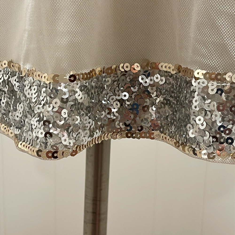 ALFANI Sequined Gold/Silver Stripped NWT Size Small Short Sleeved Scoop Neckline - Picture 5 of 13